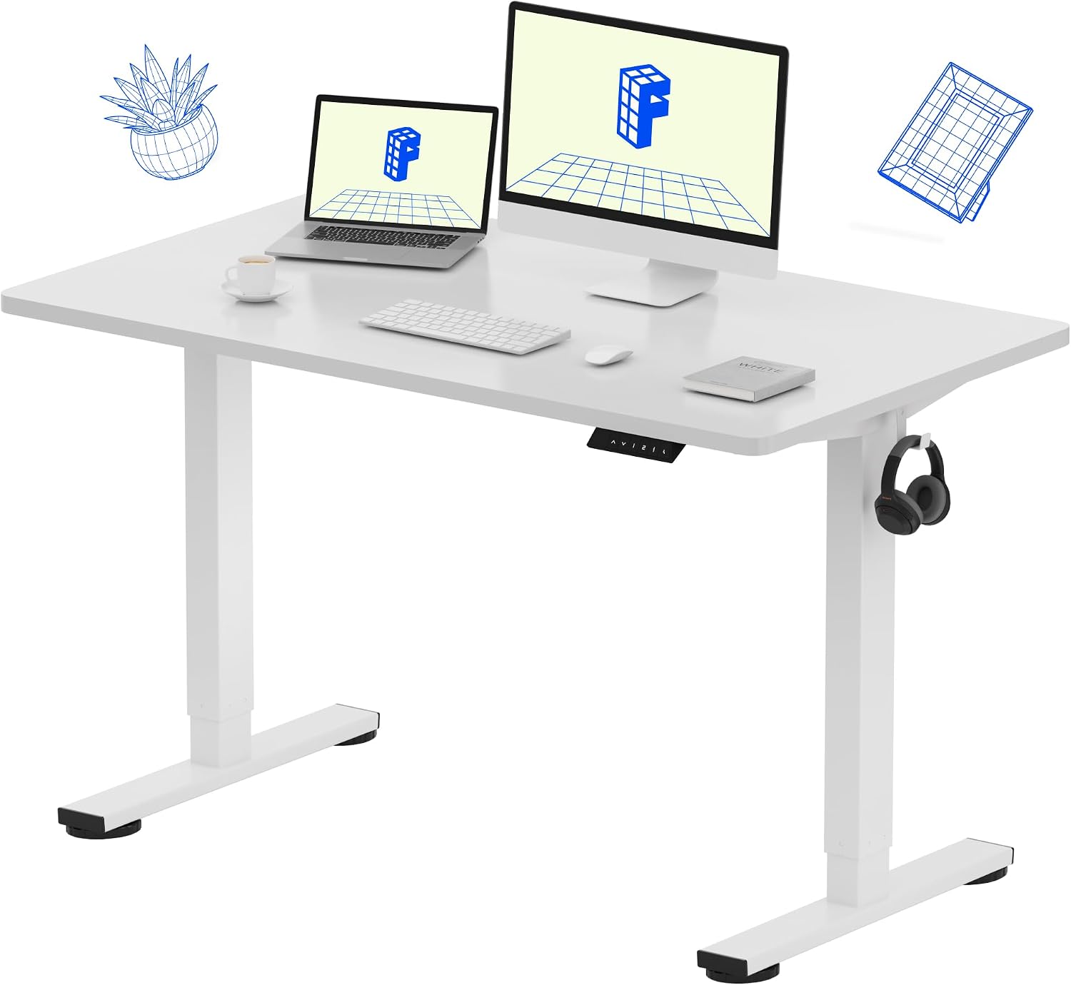 Desk Setup One Monitor - FLEXISPOT EN1 Biurko Stojące Jednoczęściowe 122x61