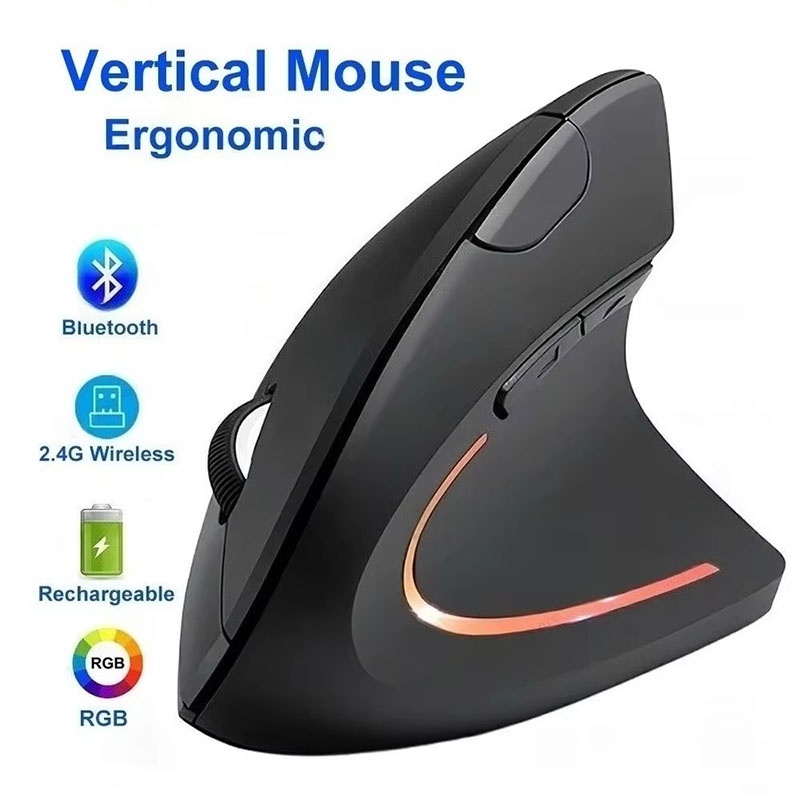 Desk Setup Study - Ergonomiczna pionowa mysz 2.4GHz Bluetooth do